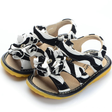 Zebra Printing Big Flower Baby Sandals